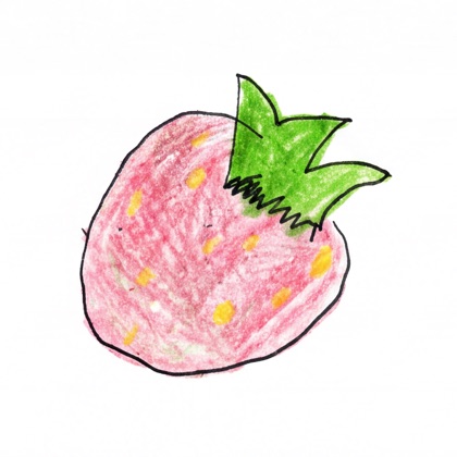 Kid's crayon drawing of a strawberry